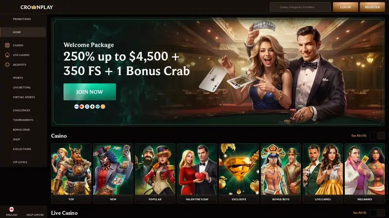 Crownplay homepage screenshot